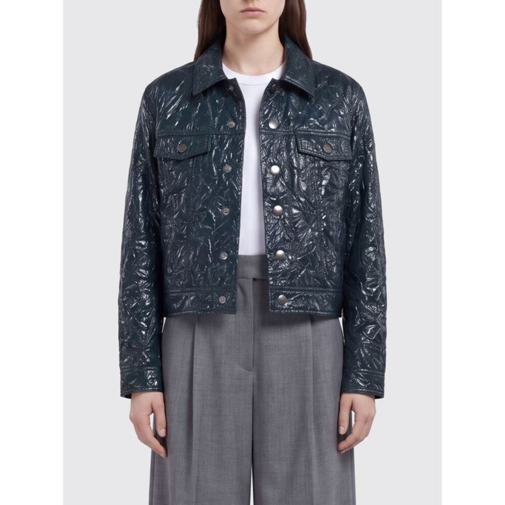 Marni Women Marni Crinkled-Effect Faux Leather Cropped Jacket With Buttons